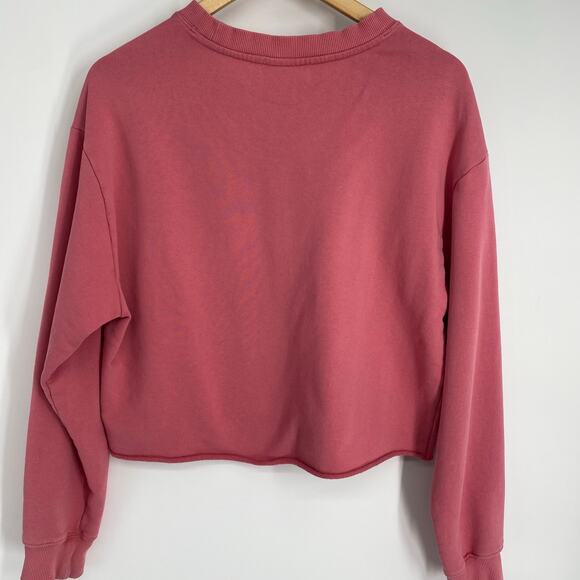 & Other Stories Top Women’s Large Pink Sweatshirt Cropped Fall Feminine Boxy - Picture 2 of 9